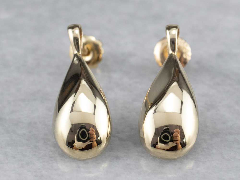 Teardrop Gold Drop Earrings - image 2
