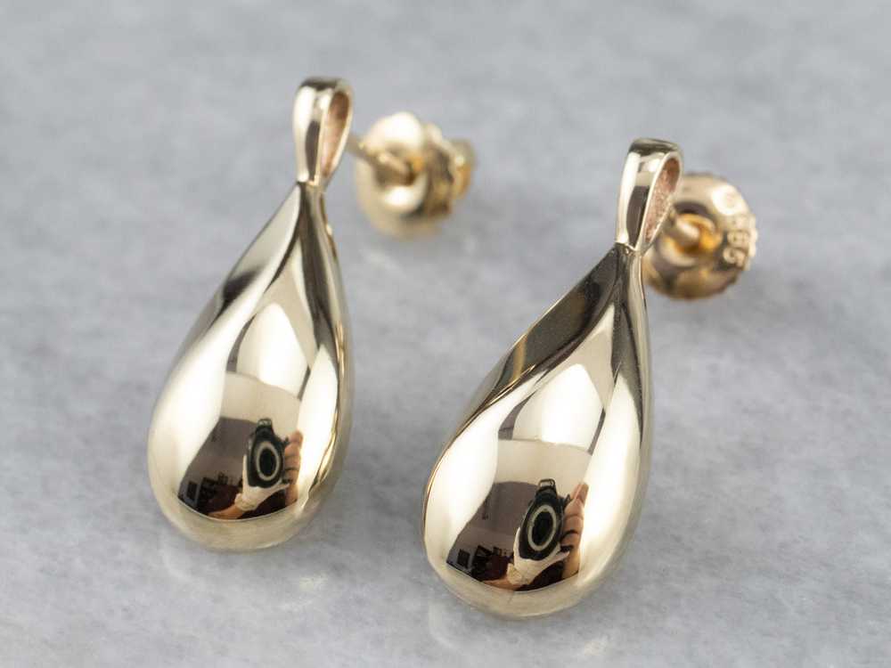 Teardrop Gold Drop Earrings - image 3