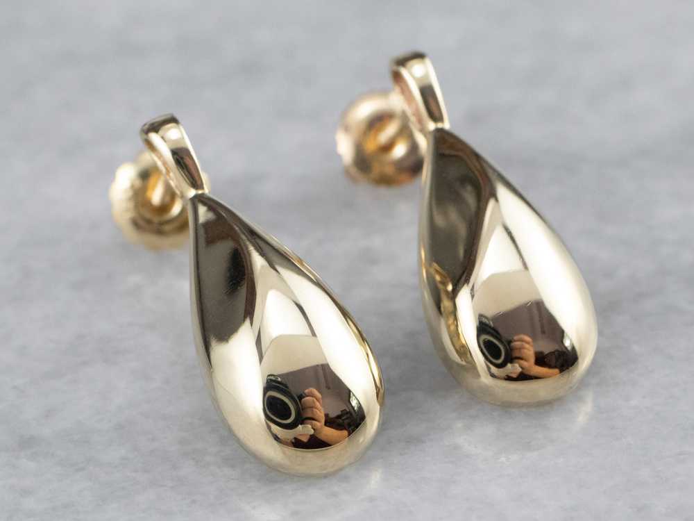 Teardrop Gold Drop Earrings - image 4