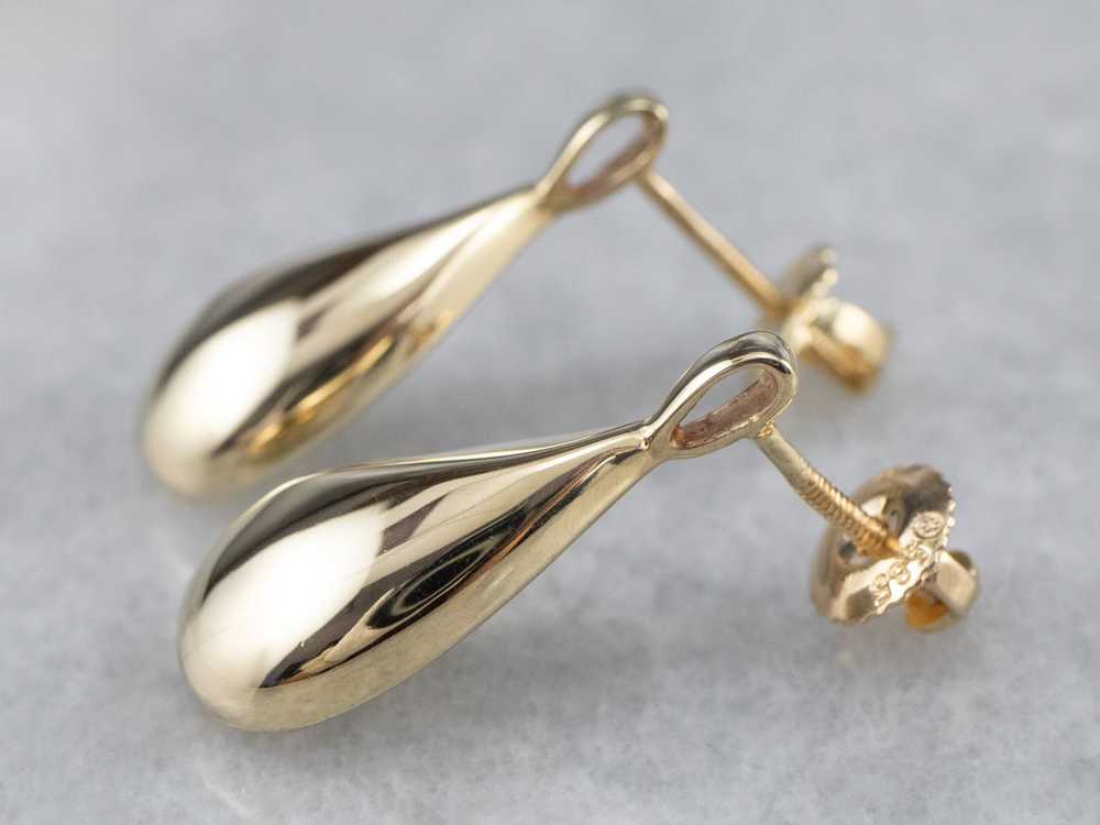 Teardrop Gold Drop Earrings - image 5