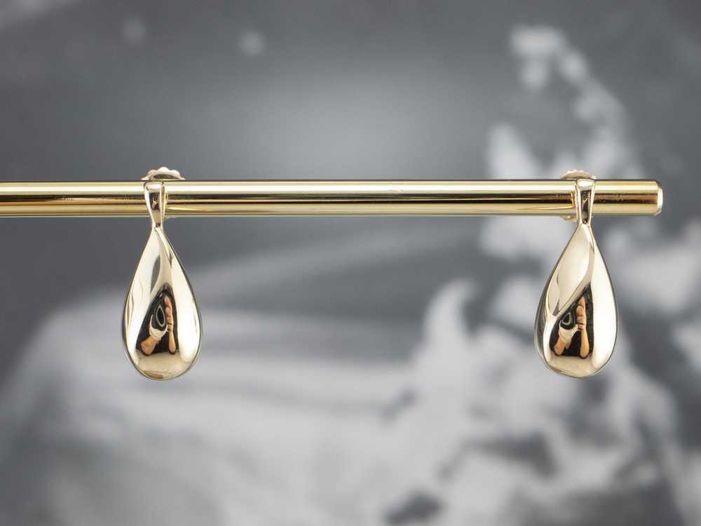 Teardrop Gold Drop Earrings - image 8