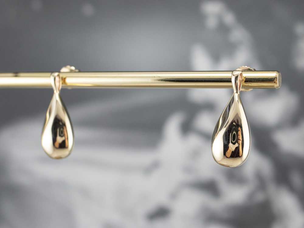 Teardrop Gold Drop Earrings - image 9