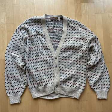 Vintage 80s Knitted Sweater Cardigan Size M-L Clipper 