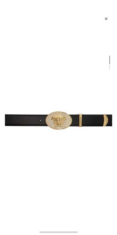 Young Versace Black Leather belt signature Medusa Head. Junior Size XL