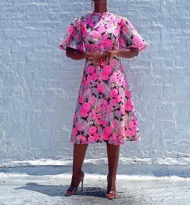 1960s Neon Floral Dress (M) - image 1