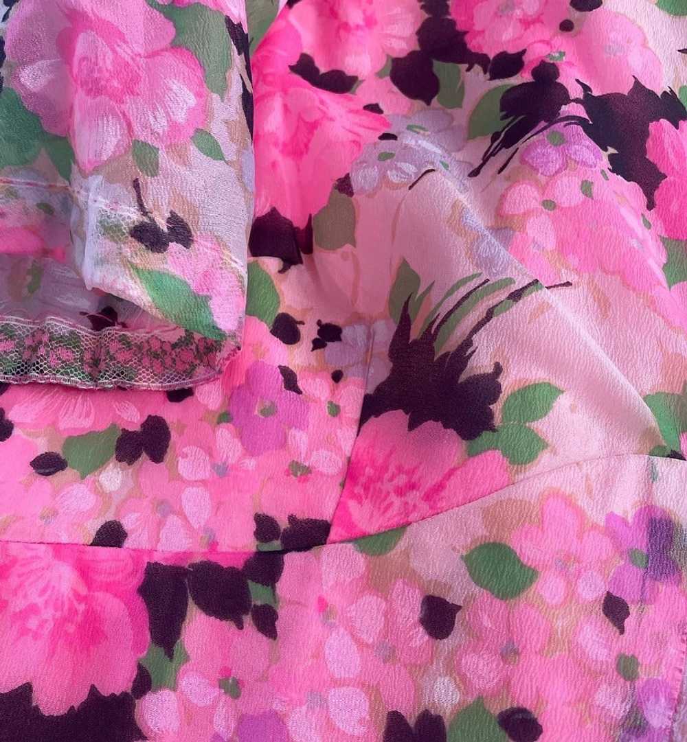 1960s Neon Floral Dress (M) - image 2