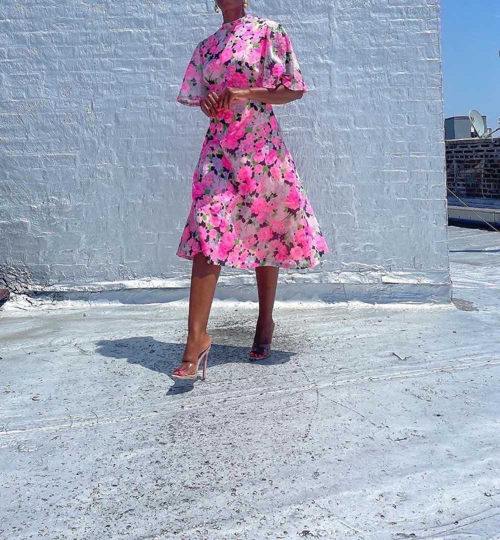 1960s Neon Floral Dress (M) - image 3