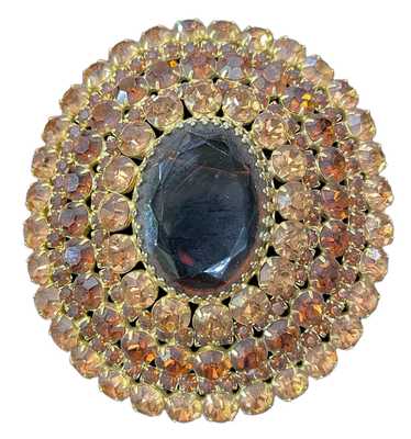 60s Unsigned Oversized Brooch in Amber Tones