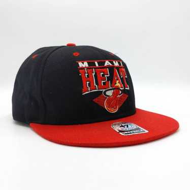 Vintage MIAMI HEAT hat big logo cap nba hip hop black… - Gem