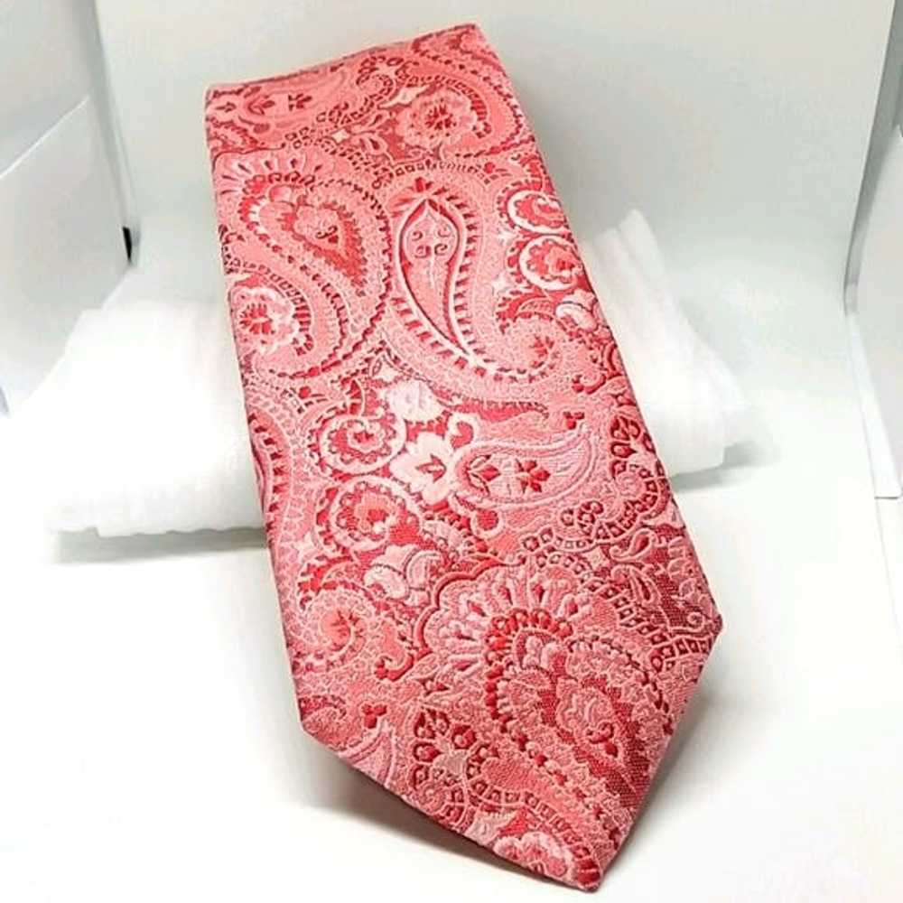 Hugo Boss Pink Salmon Paisley Pattern 100% Silk S… - image 1