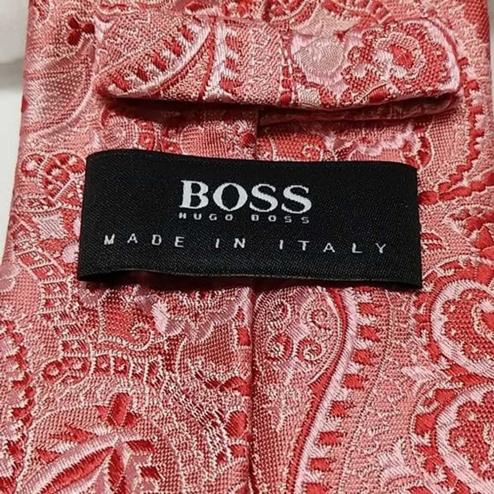 Hugo Boss Pink Salmon Paisley Pattern 100% Silk S… - image 3