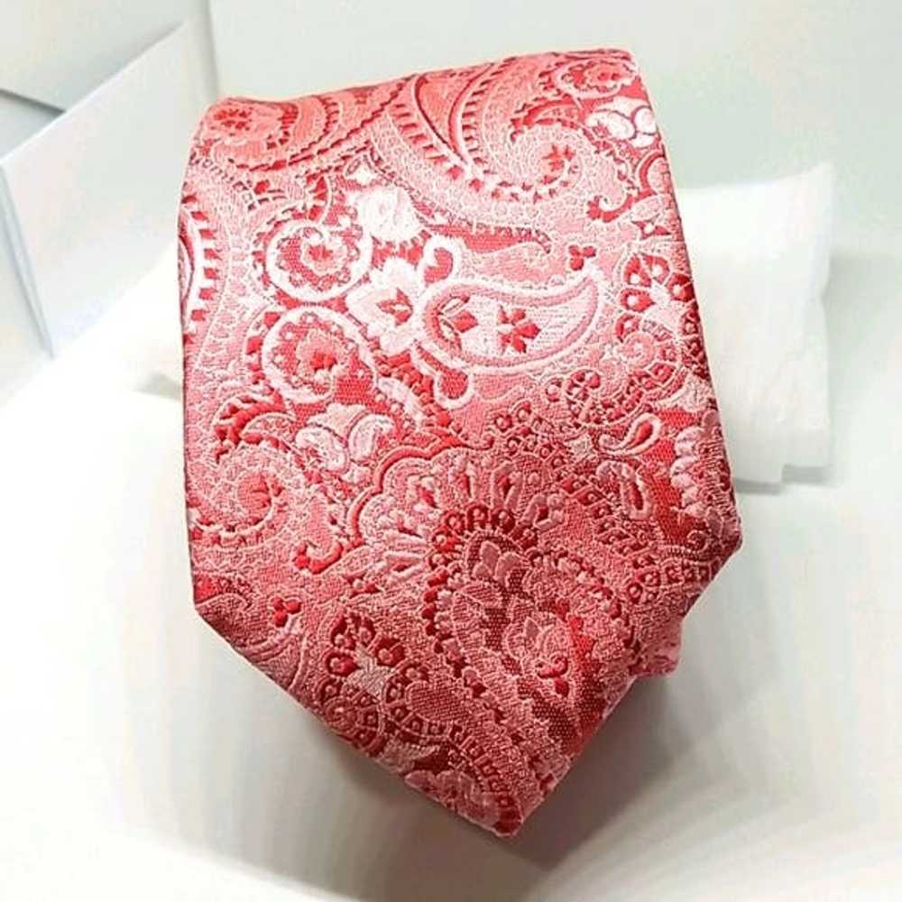 Hugo Boss Pink Salmon Paisley Pattern 100% Silk S… - image 4