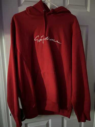 Supreme Classic Script Hooded Sweatshirt Red
