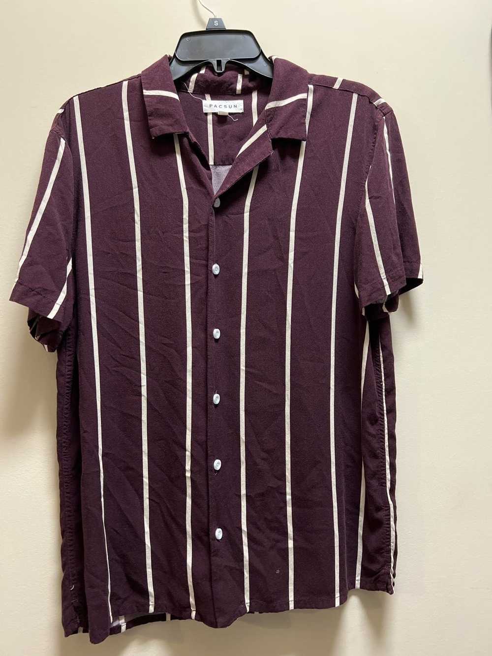 Pacsun PacSun Burgundy Striped Shirt - image 1