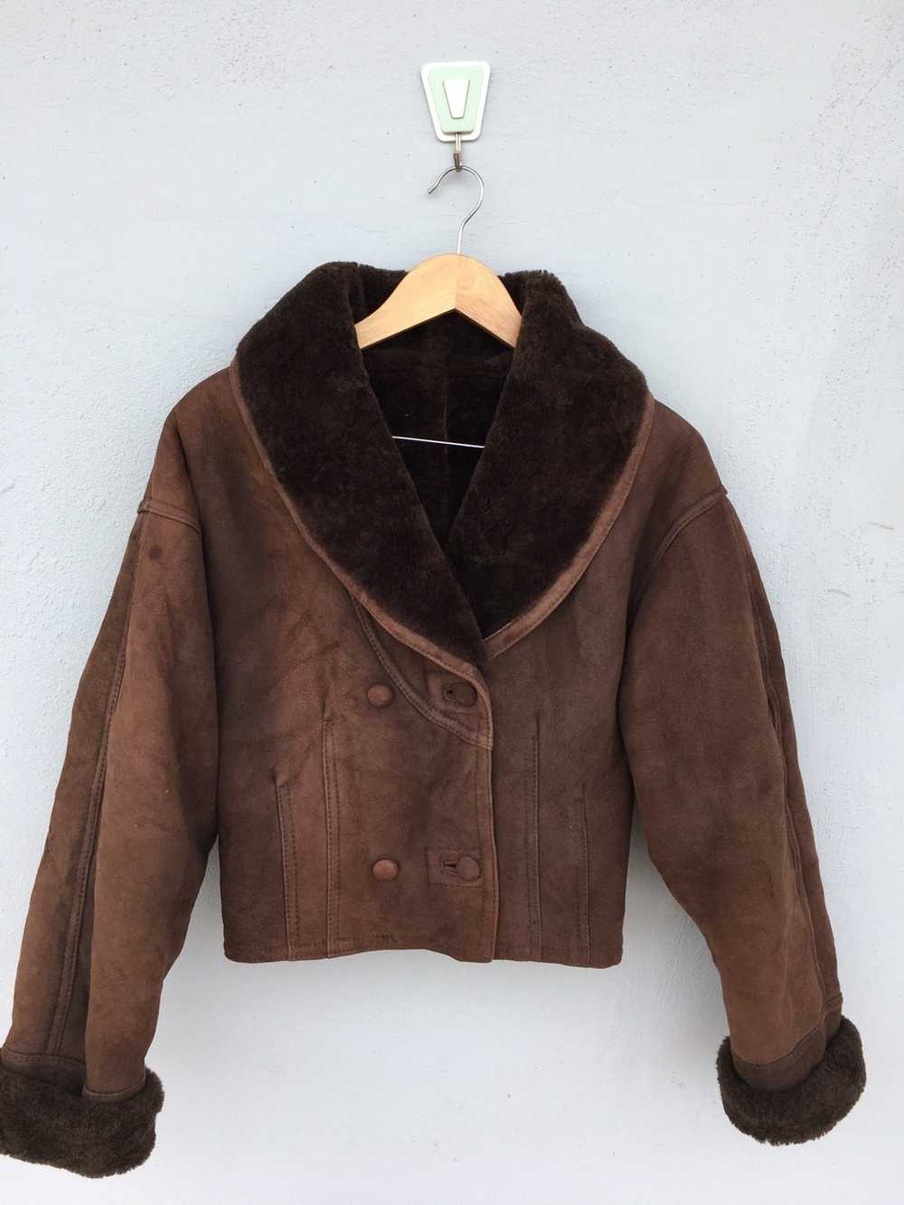 Japanese Brand × Sheepskin Coat Vtg sheepskin GRA… - image 1