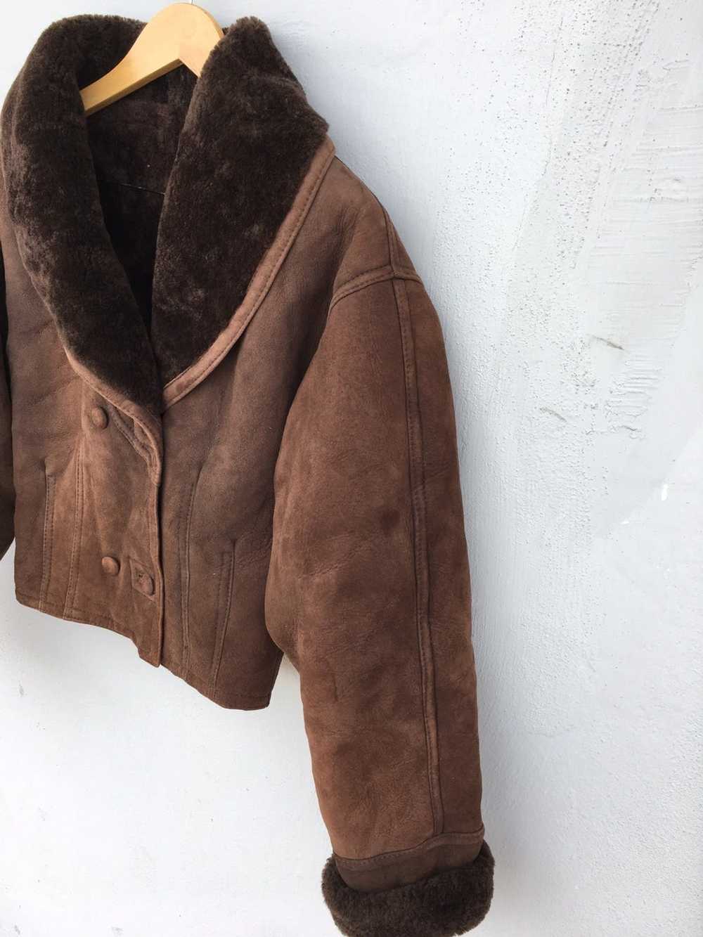 Japanese Brand × Sheepskin Coat Vtg sheepskin GRA… - image 2