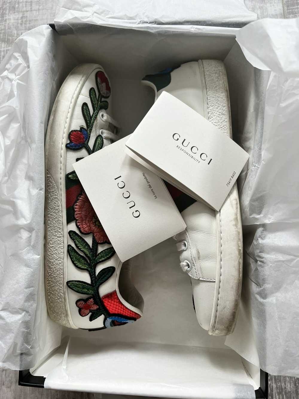 Gucci Gucci Floral Embroidered Ace Sneakers size … - image 2