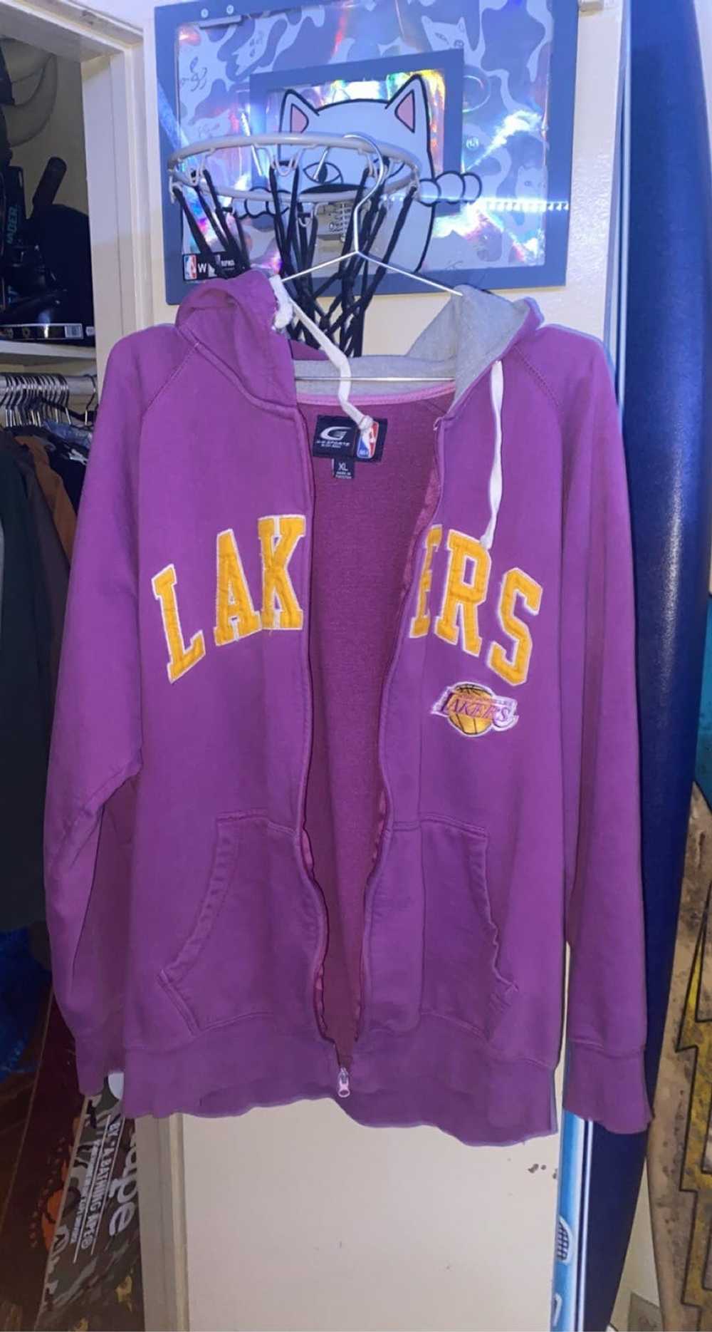 G Iii × Lakers Vintage Lakers Hoodie Zipup - image 2
