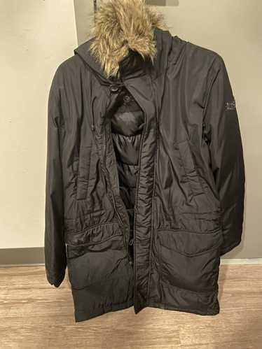 Diesel Black Puffer Raincoat Diesel Jacket with Fu