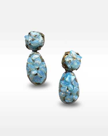 Andrée Bazot Blue Glass Earrings - image 1