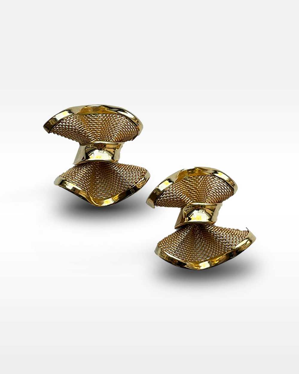 Givenchy Gold Mesh Bow Shaped Clip Earrings - image 1