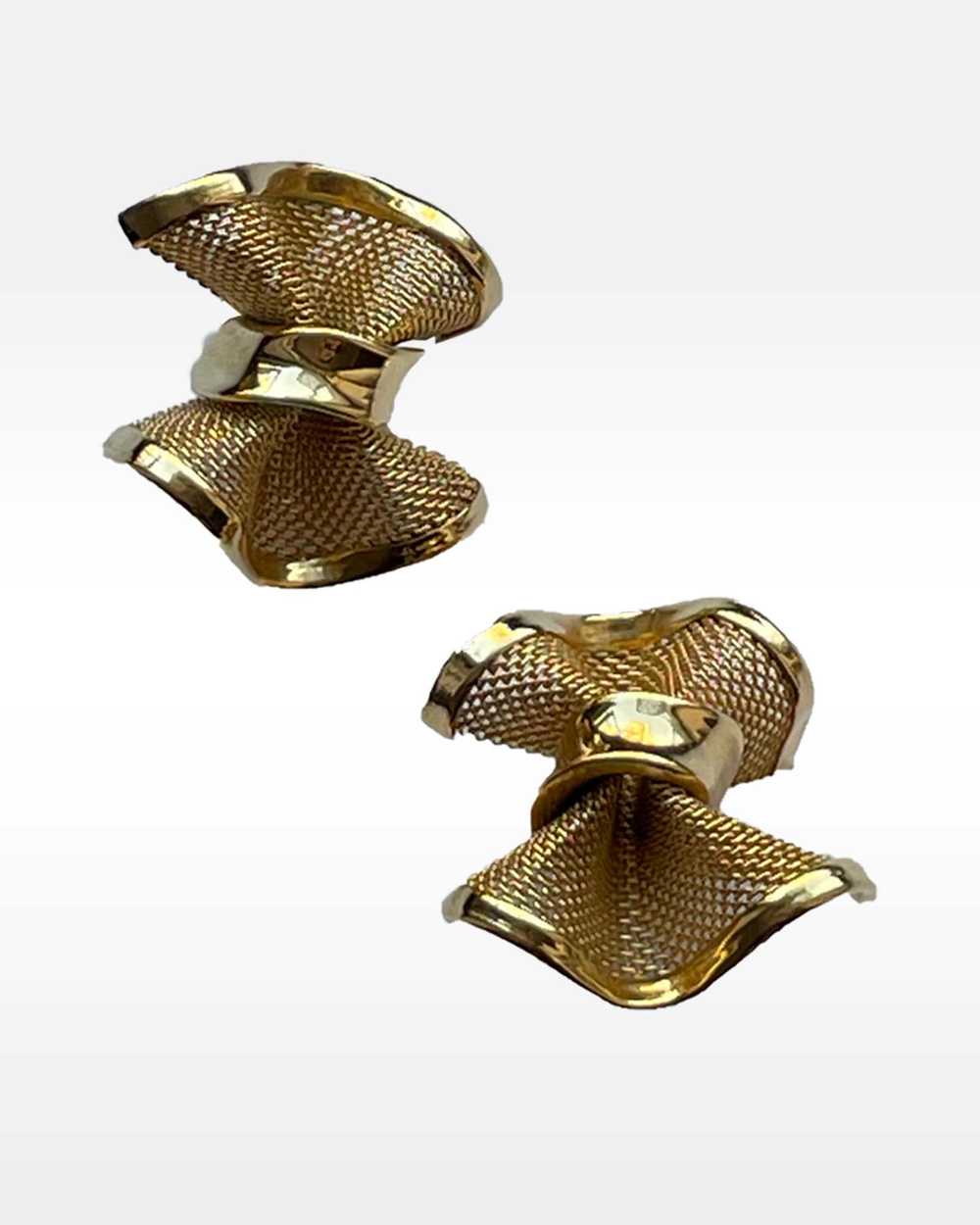 Givenchy Gold Mesh Bow Shaped Clip Earrings - image 3