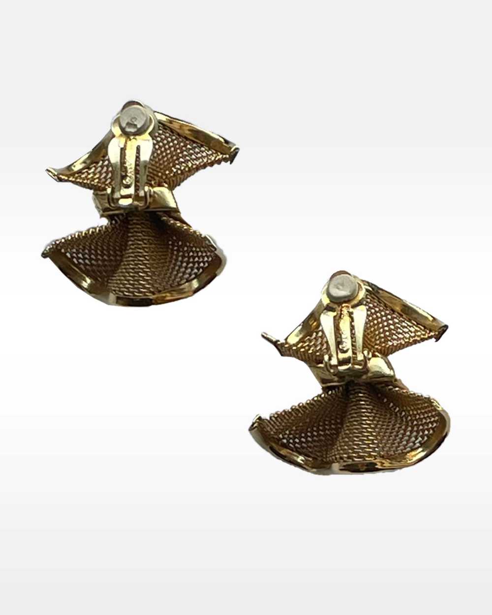 Givenchy Gold Mesh Bow Shaped Clip Earrings - image 4