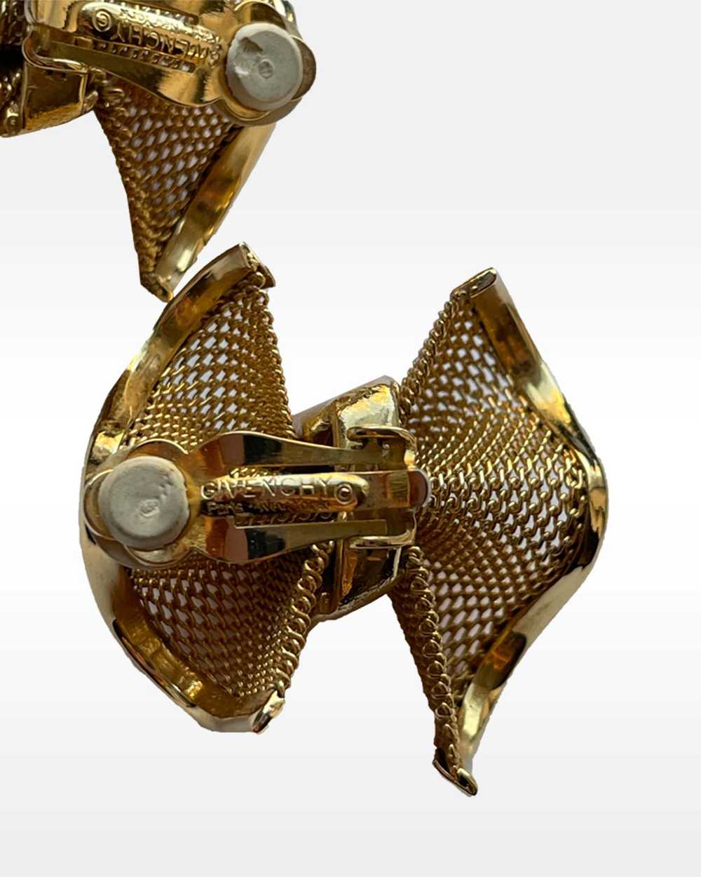 Givenchy Gold Mesh Bow Shaped Clip Earrings - image 5