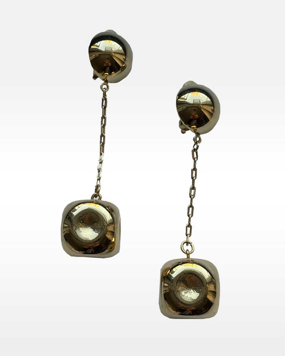 Givenchy Gold Metal Drop Clip Earrings - image 3