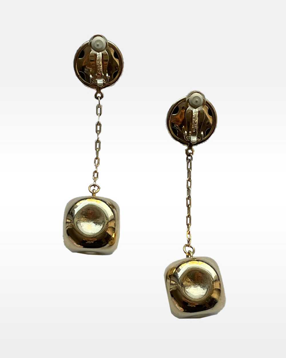 Givenchy Gold Metal Drop Clip Earrings - image 4