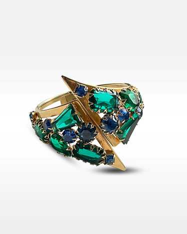 Gold Metal and Blue and Green Rhinestone Clamper B