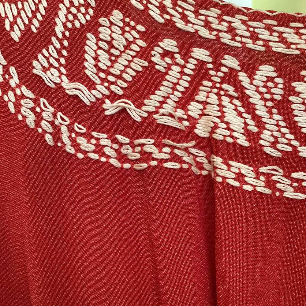Red Embroidered Peasant Dress - image 12
