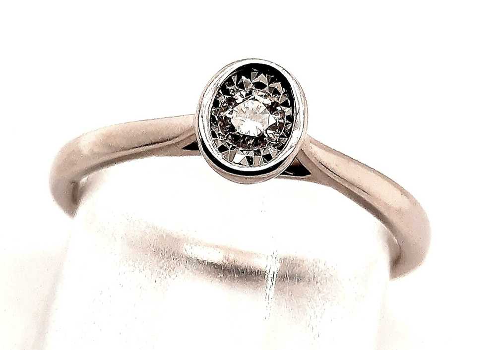 Diamond White Gold Solitaire Ring - image 1