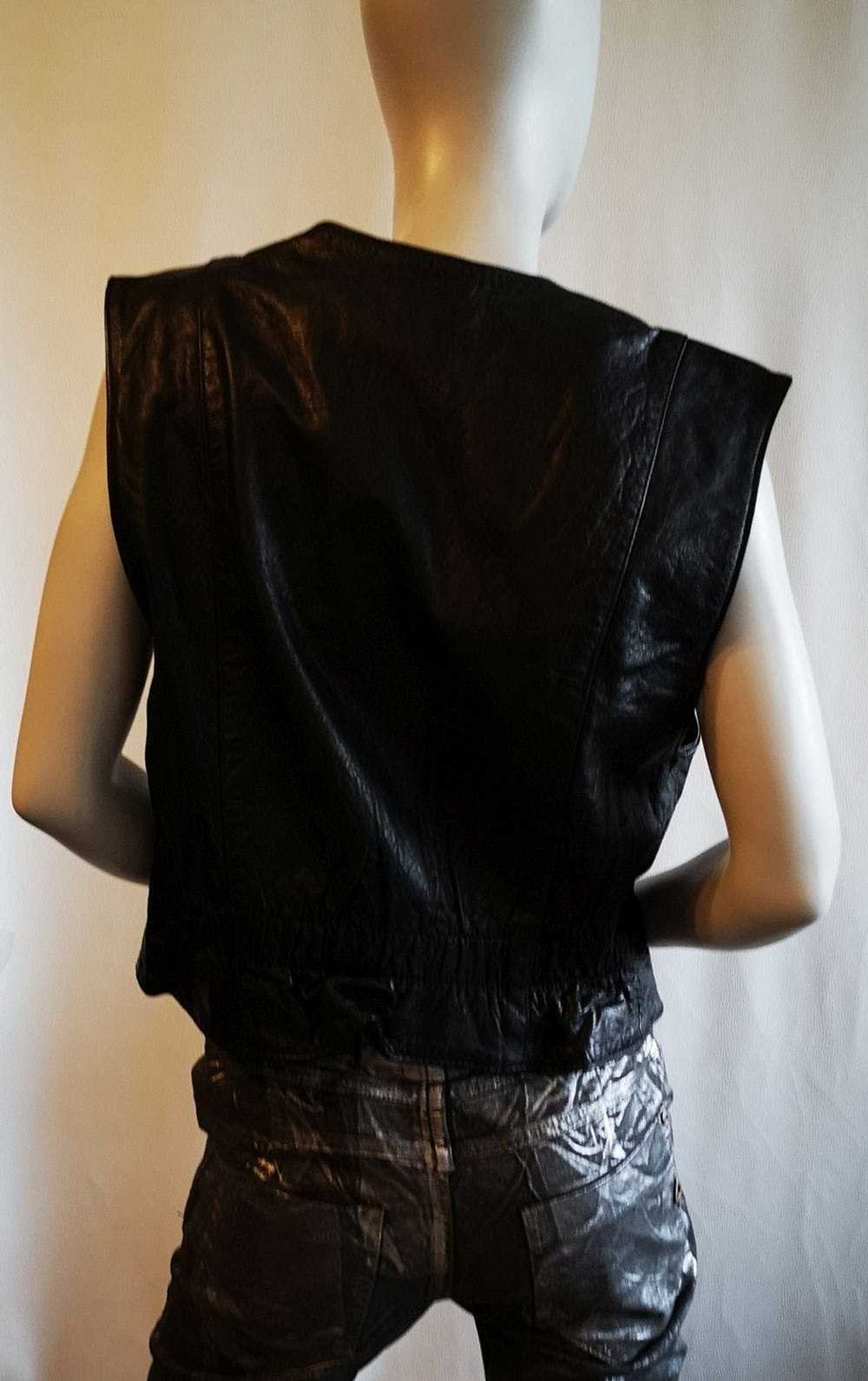 Vintage biker LOUIS Women's moto leather waistcoa… - image 2