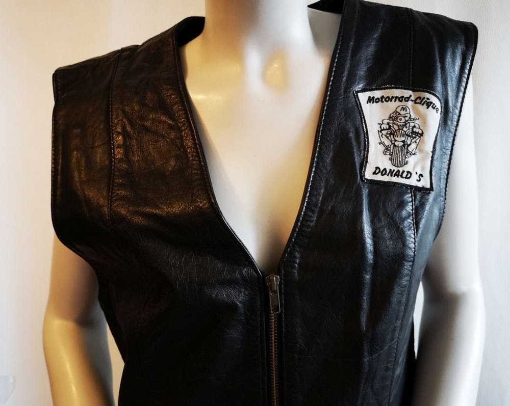 Vintage biker LOUIS Women's moto leather waistcoa… - image 4