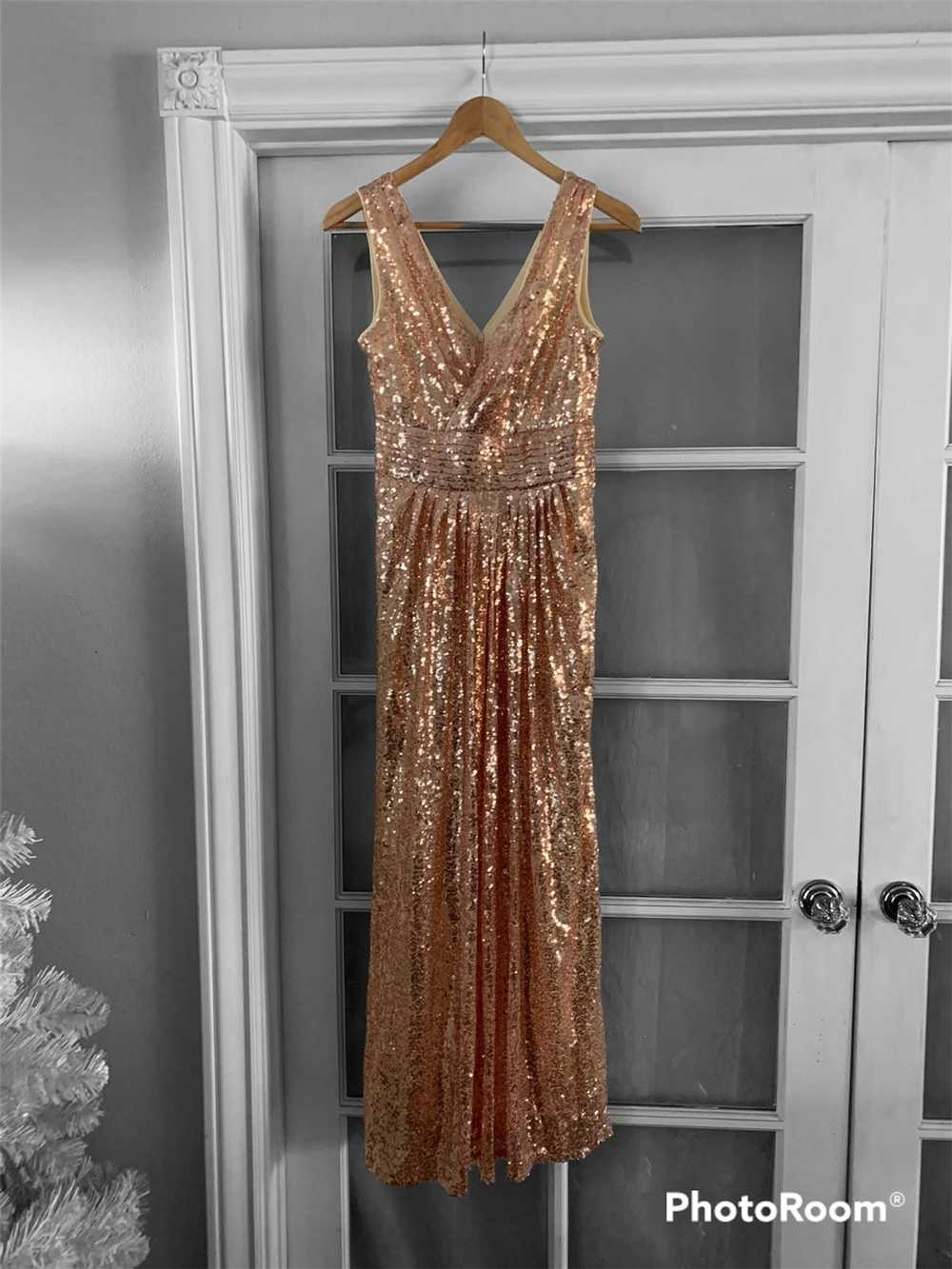 Designer Pink Champagne Special Event Sequin Gown… - image 1