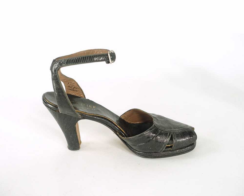 Women's 40s Platform Heels Vintage Black Reptile … - image 1