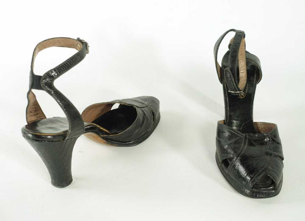 Women's 40s Platform Heels Vintage Black Reptile … - image 3