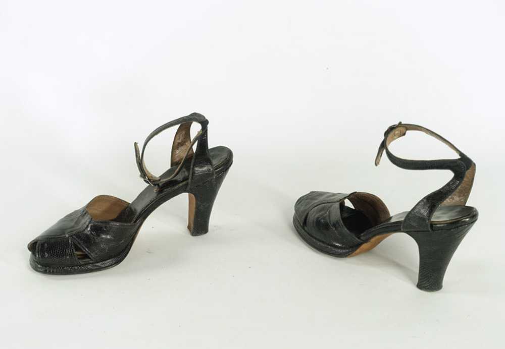 Women's 40s Platform Heels Vintage Black Reptile … - image 7