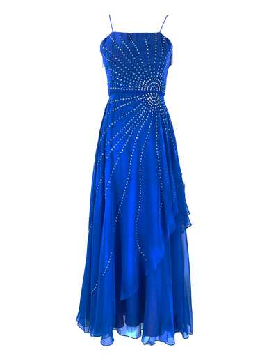 Rose Taft Couture Royal Blue Chiffon Rhinestone Su