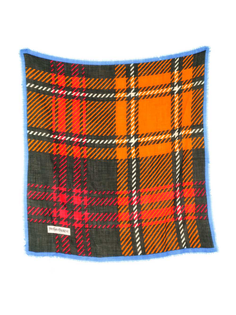 Yves Saint Laurent Oversized Plaid Wool Scarf - image 1