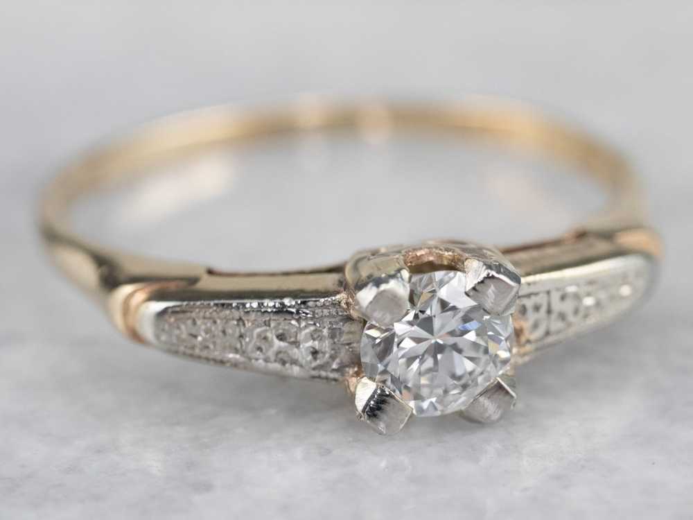 Vintage Floral Diamond Engagement Ring - image 3