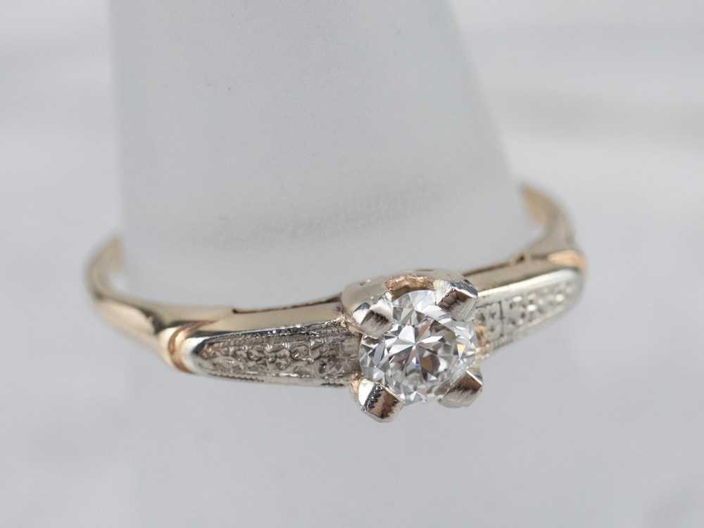 Vintage Floral Diamond Engagement Ring - image 7