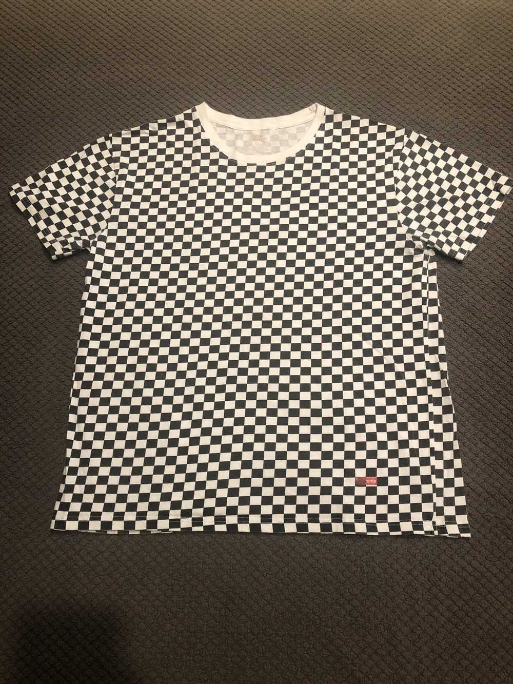 Supreme Supreme Hanes Black and White Checkered t… - image 1