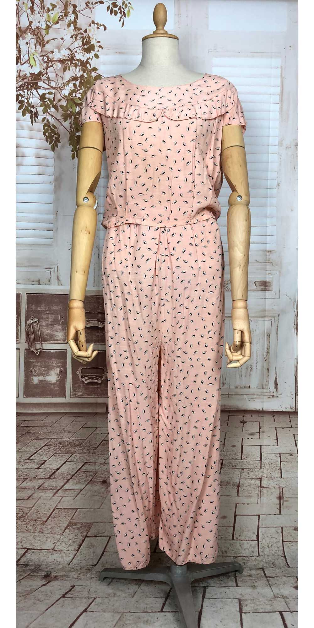 Amazing Original 1940s Vintage Pink Print Beach P… - image 3