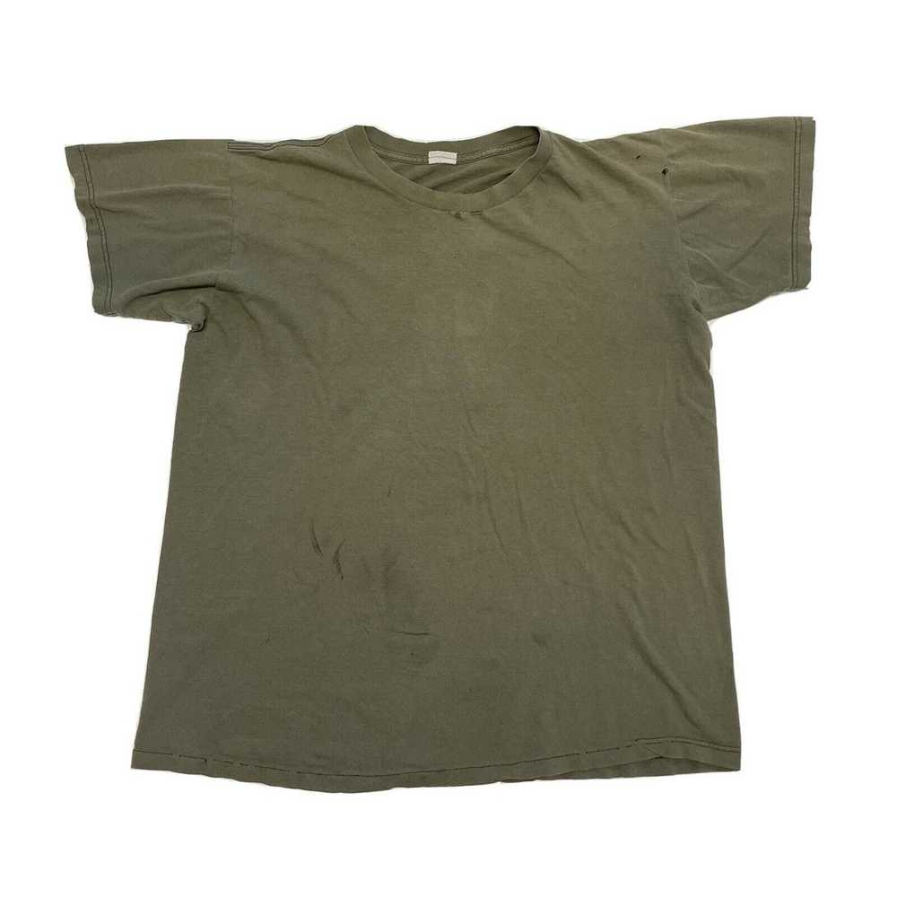 Other × Vintage Vintage Army Green Blank T Shirt … - image 1