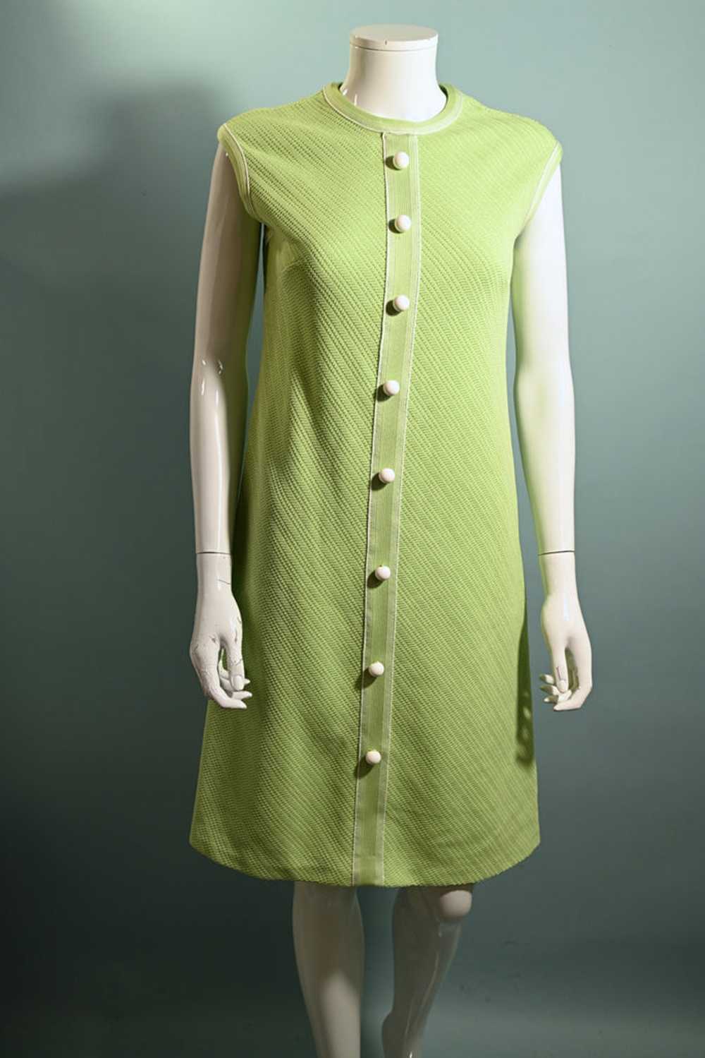 Vintage 60s Mint Green Mod A Line Dress M - image 1
