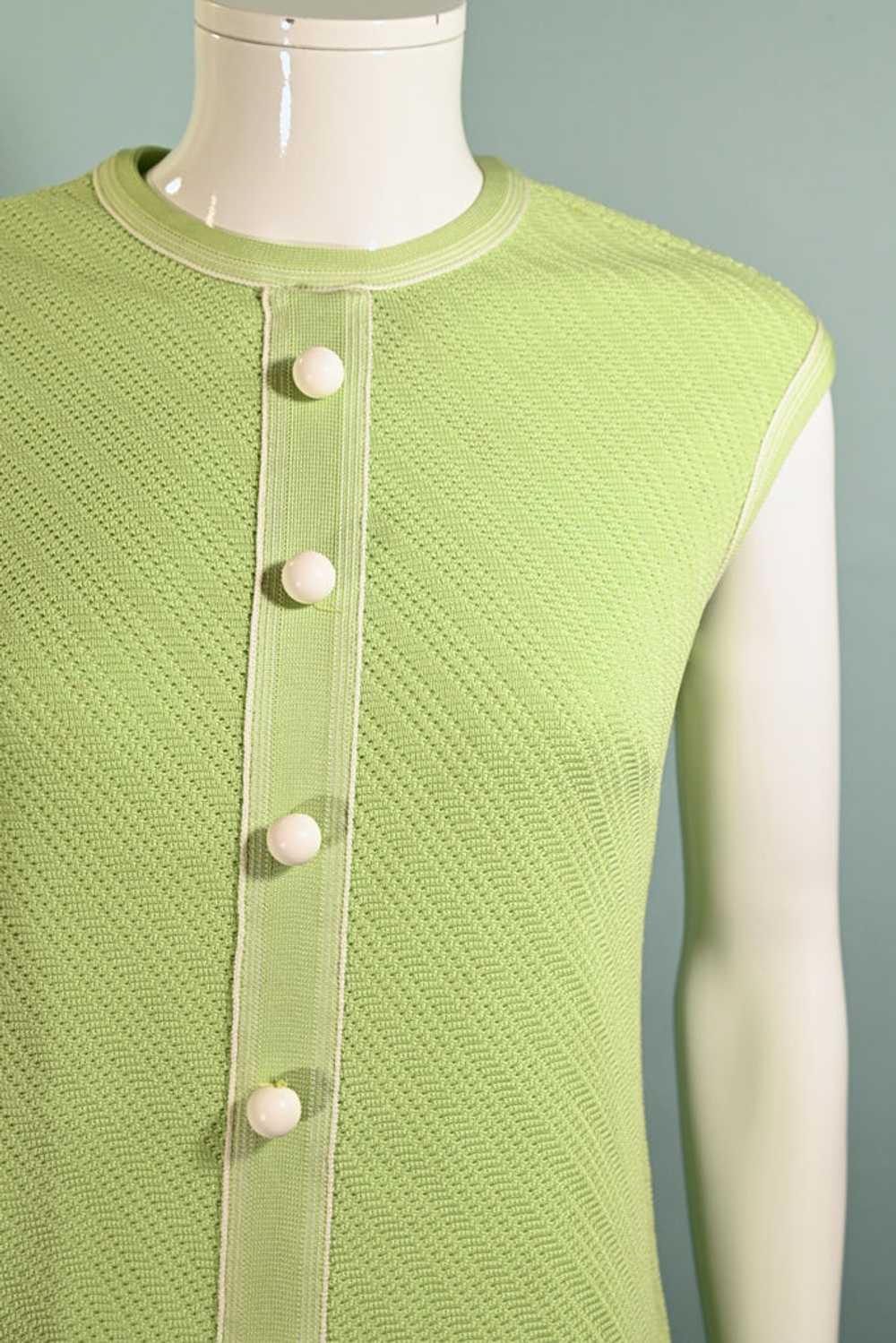 Vintage 60s Mint Green Mod A Line Dress M - image 2