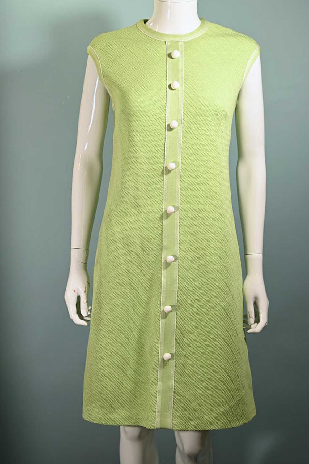 Vintage 60s Mint Green Mod A Line Dress M - image 3