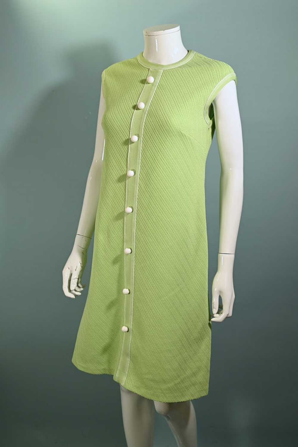 Vintage 60s Mint Green Mod A Line Dress M - image 7